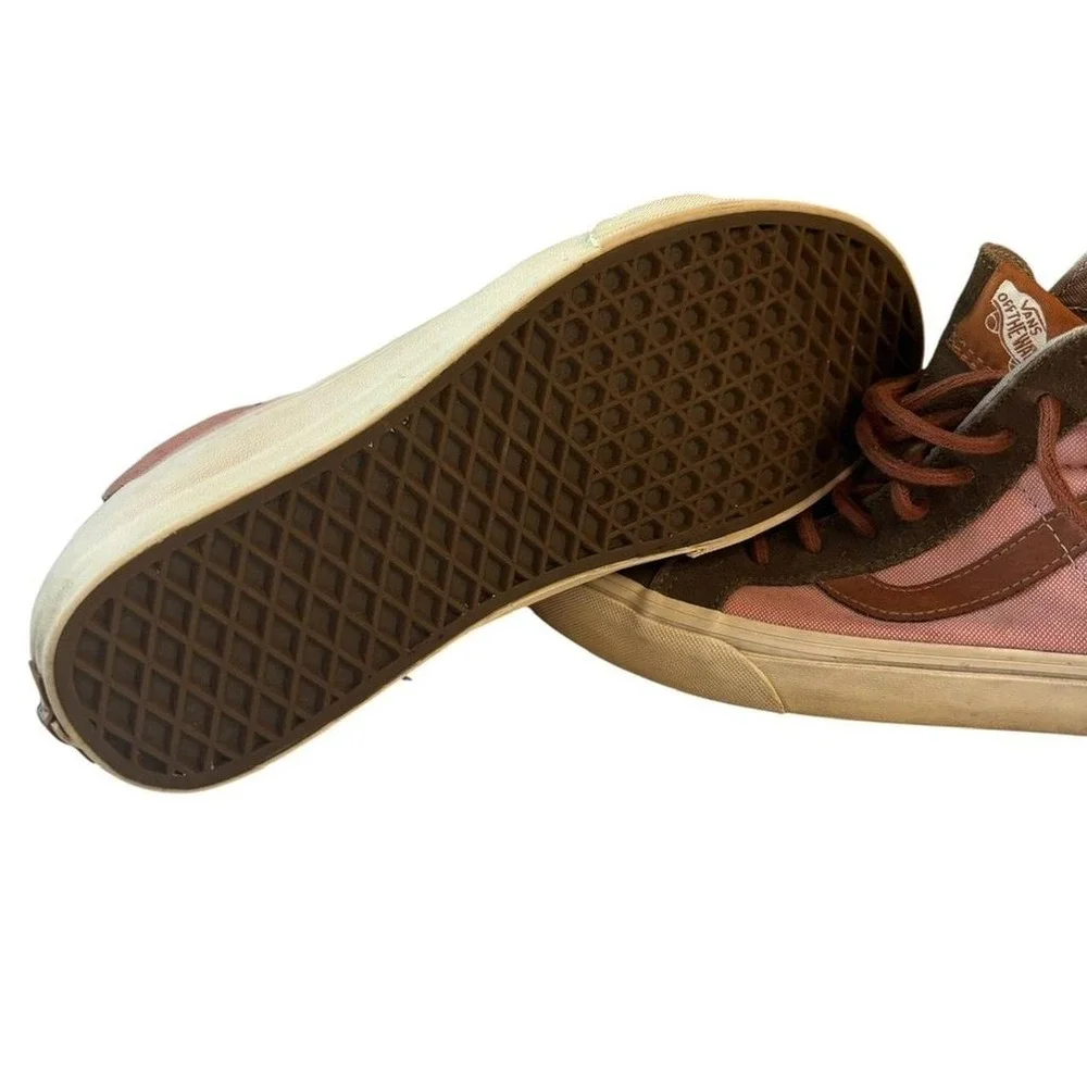 Vans Sk8-Hi Pink Brown Suede Canvas High Top Sneakers Women's 10.5 Men's‎ 9